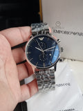 Emporio Armani Men’s Quartz Stainless Steel Blue Dial 43mm Watch AR1648