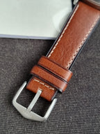 FOSSIL RETRO PILOT SILVER DIAL CHRONOGRAPH BROWN LEATHER MEN'S WATCH FS5809