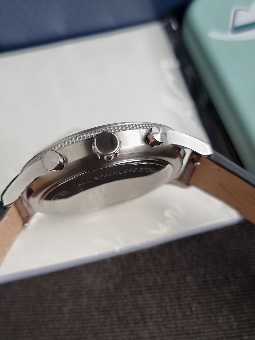 FOSSIL RETRO PILOT SILVER DIAL CHRONOGRAPH BROWN LEATHER MEN'S WATCH FS5809