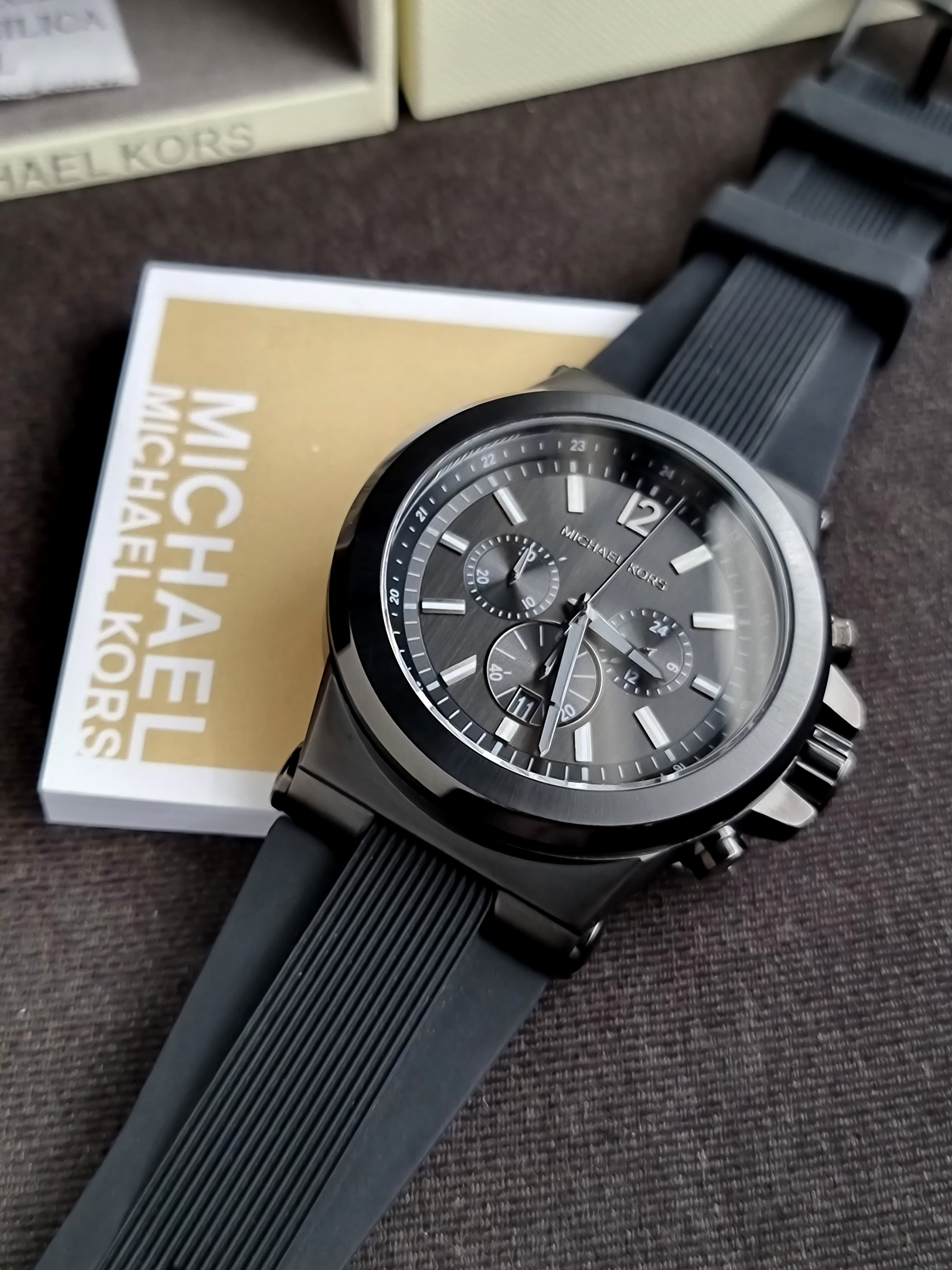 MICHAEL KORS Dylan Black Silicone Strap Men's Watch MK8152