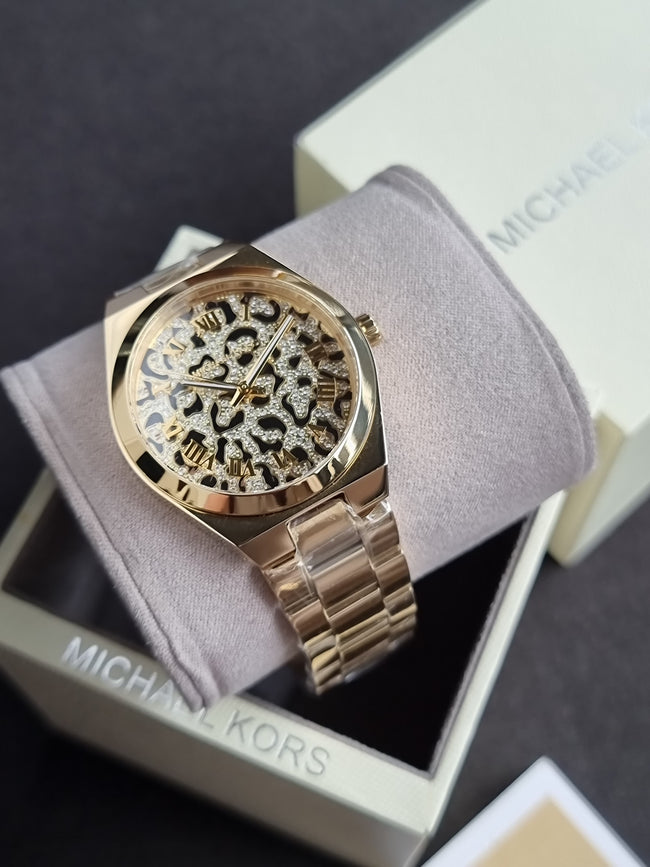 Michael Kors Lennox Gold Tone Analogue Watch MK7500 Hover Image