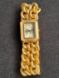 Guess Women's Peach Acrylic Chain Link Wrist Watch