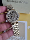 Michael Kors Lennox Watch for Women, Gold Tone Quartz Three Hand Movement MK7394
