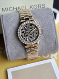 Michael Kors Lennox Watch for Women, Gold Tone Quartz Three Hand Movement MK7394