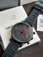 Emporio Armani Men’s Quartz Black Silicone Strap Black Dial 46mm Watch AR11024