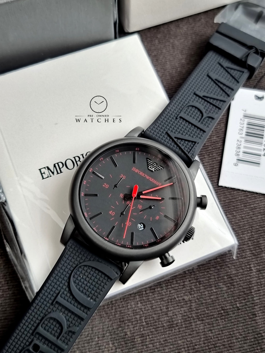 Emporio Armani Men’s Quartz Black Silicone Strap Black Dial 46mm Watch AR11024