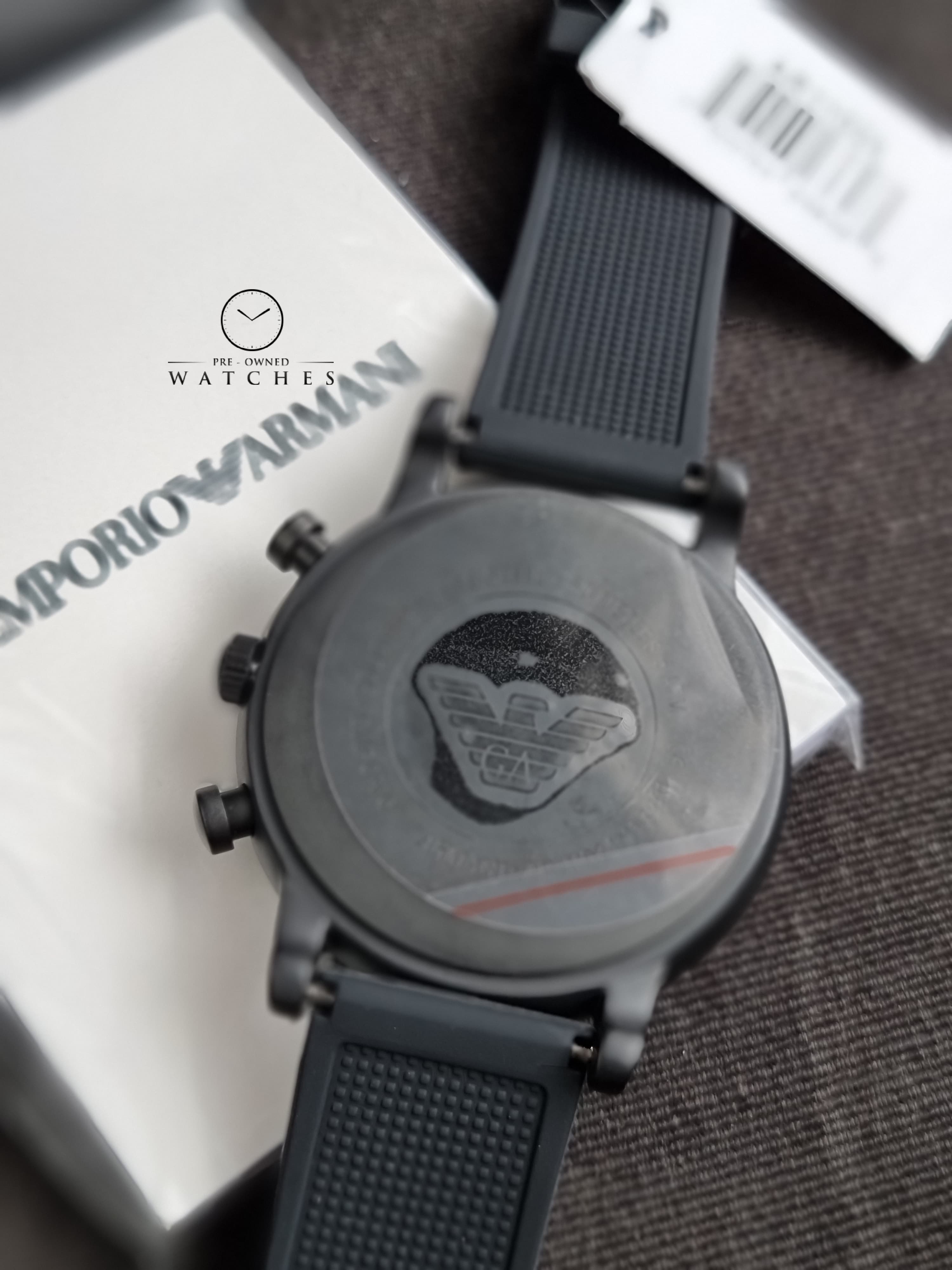 Emporio Armani Men’s Quartz Black Silicone Strap Black Dial 46mm Watch AR11024