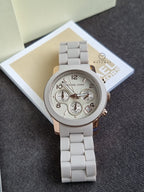 Michael Kors Runway Chronograph Grey Dial Grey Silicone Strap Watch For Women - MK7386