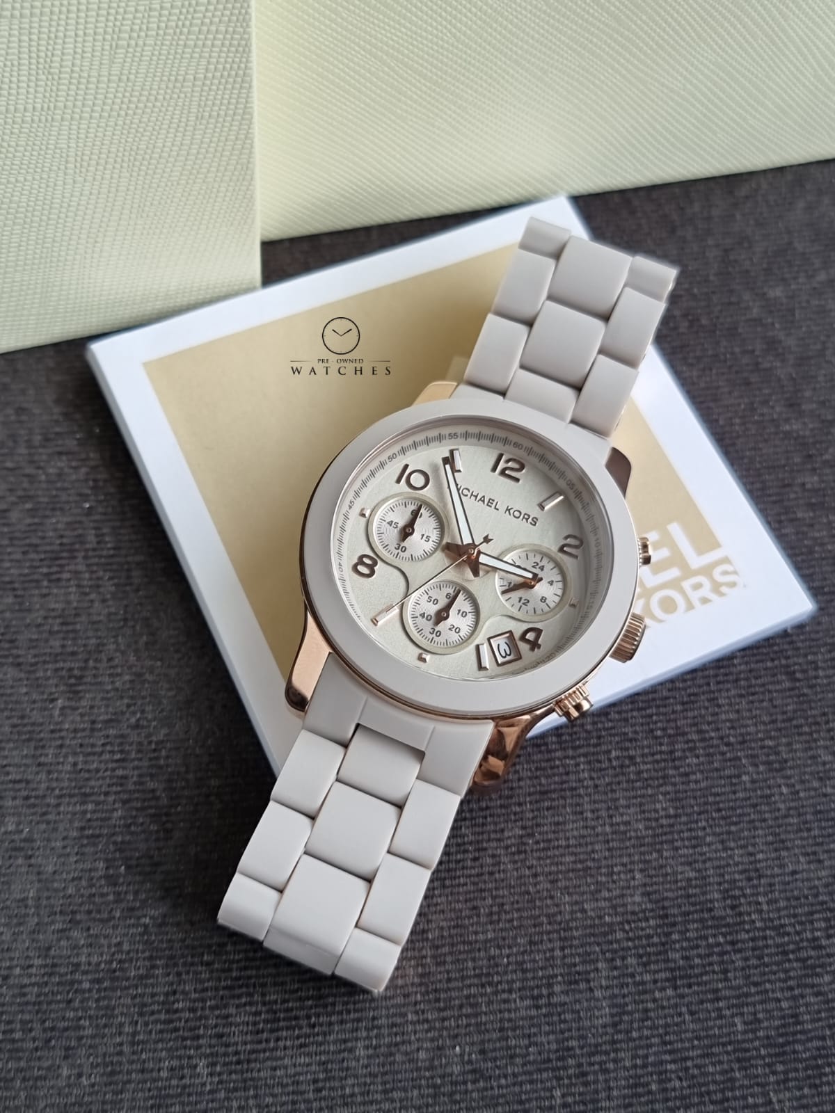 Michael Kors Runway Chronograph Grey Dial Grey Silicone Strap Watch For Women - MK7386