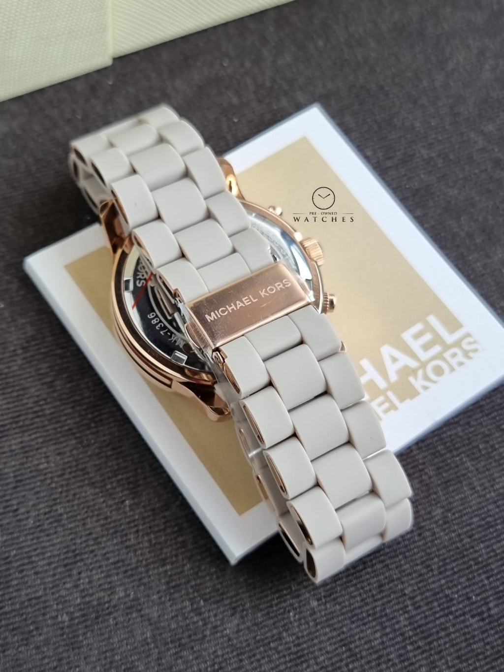 Michael Kors Runway Chronograph Grey Dial Grey Silicone Strap Watch For Women - MK7386