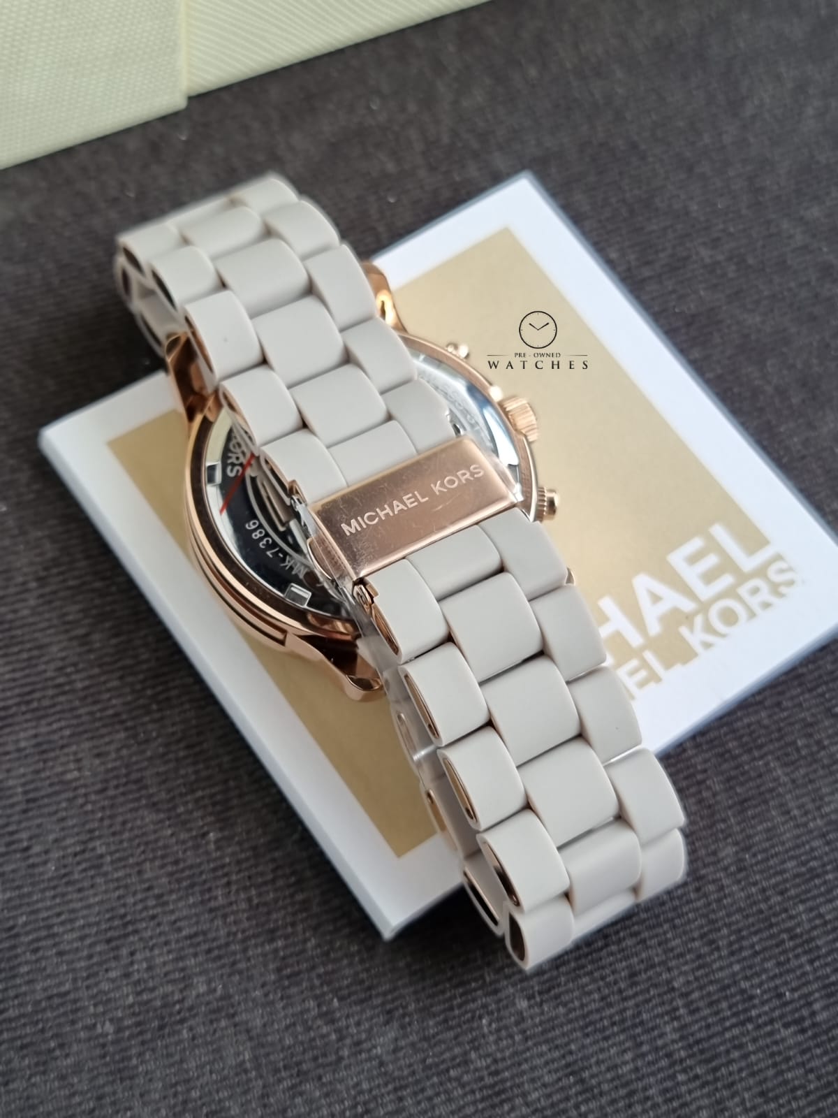 Michael Kors Runway Chronograph Grey Dial Grey Silicone Strap Watch For Women - MK7386
