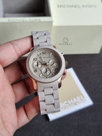 Michael Kors Runway Chronograph Grey Dial Grey Silicone Strap Watch For Women - MK7386