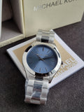 Michael Kors mk01079 Ladies Watch Silver Chain Blue Dial Quartz Watch