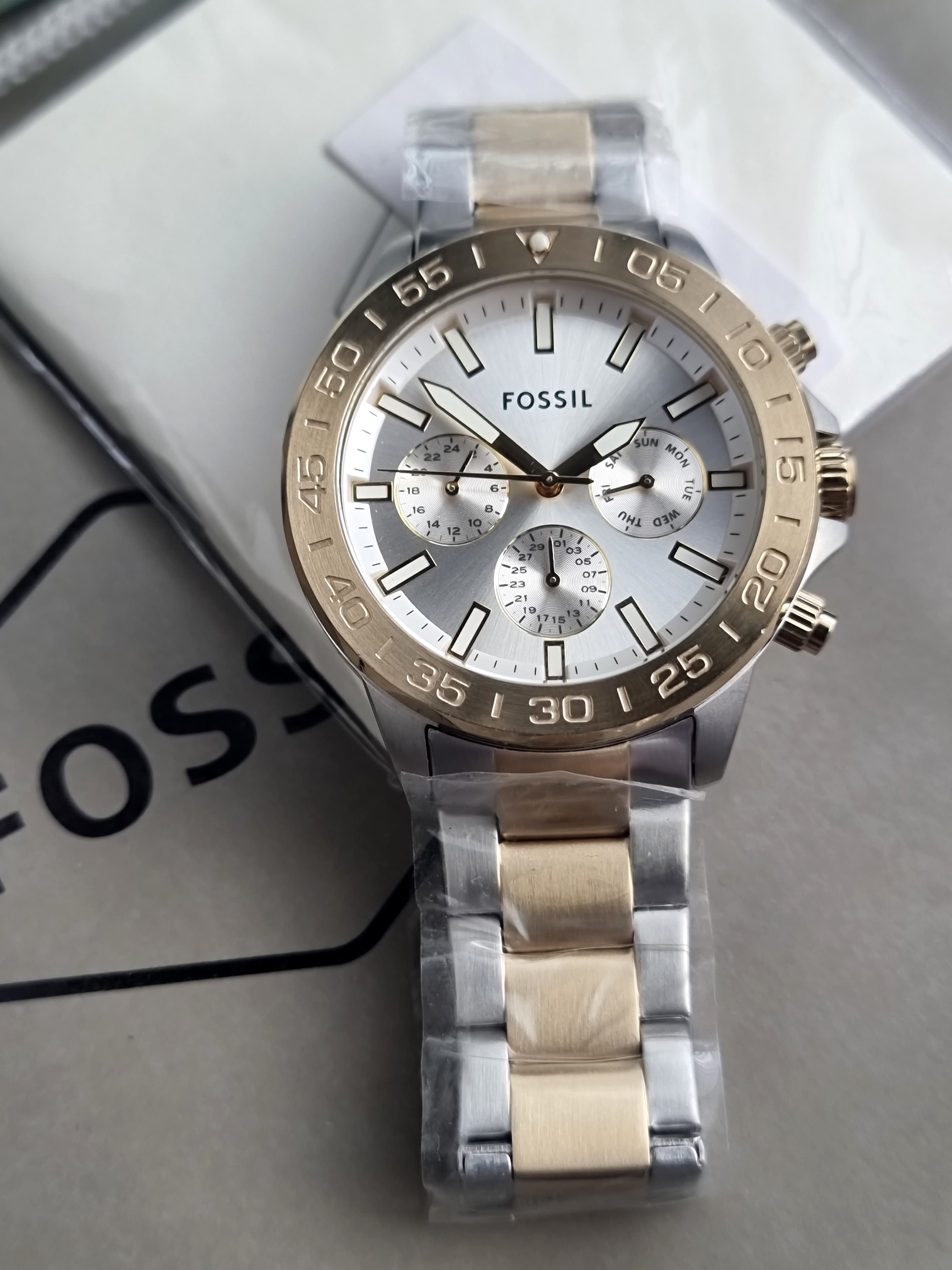 FOSSIL Men Bannon Multifunction Quartz Two-Tone Stainless Steel Watch BQ2707