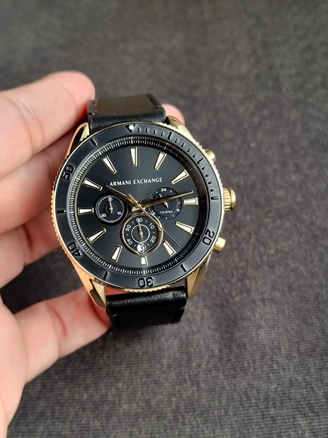 Armani Exchange Chronograph Black Leather Watch AX1818 Main Image