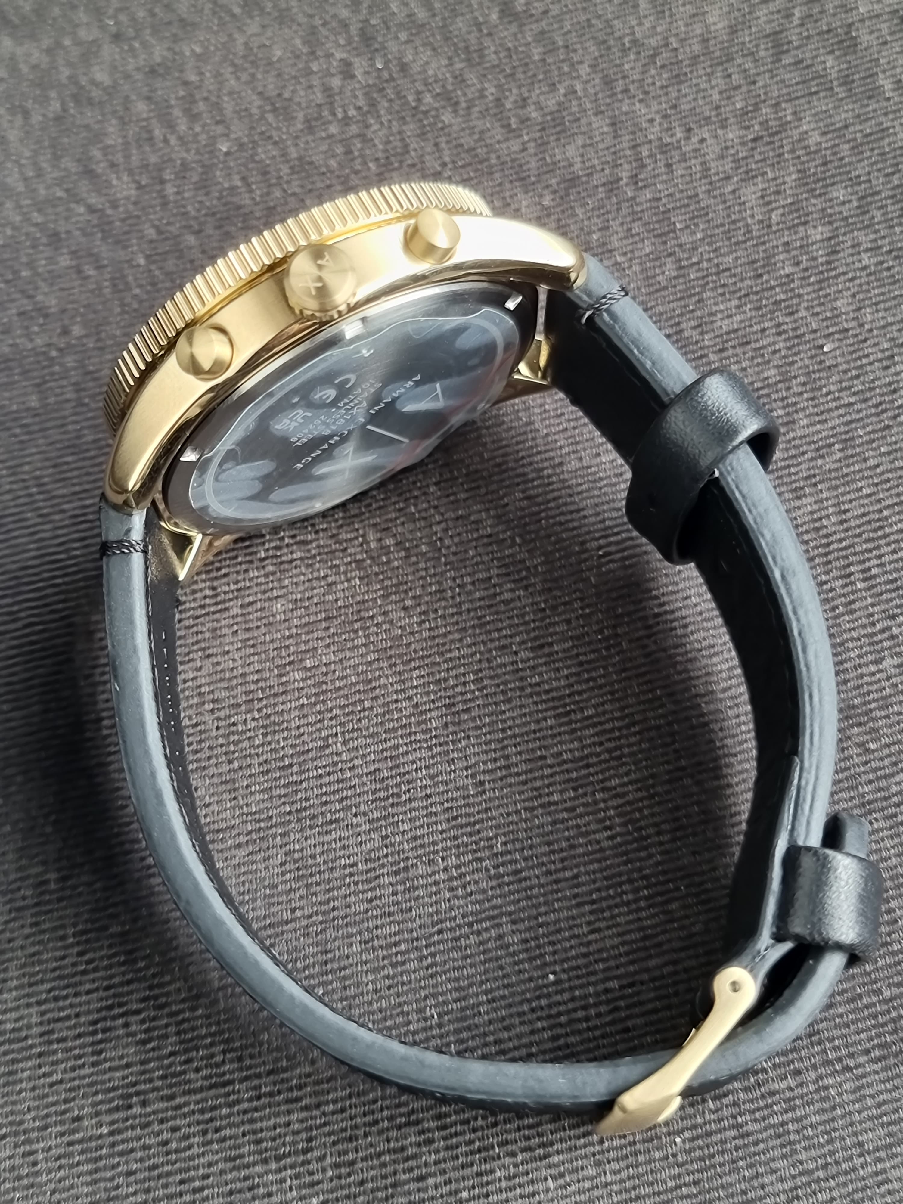 Armani Exchange Chronograph Black Leather Watch AX1818 – Pre