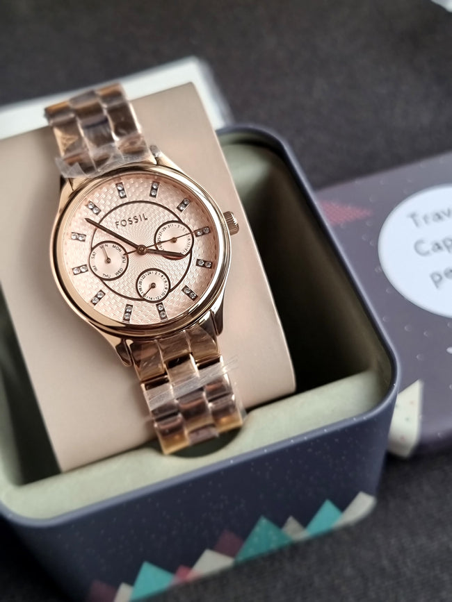 Fossil Bq1561 Womens Watch Rose Gold Casing Rose Gold Dial Quartz Watch Main Image