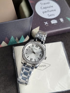 Fossil Women's Scarlette Mini Quartz Stainless Steel Three-Hand Watch, Color: Silver Glitz (Model: ES4317)