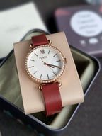 Fossil Tillie Three-Hand Maroon Leather Watch Bq3968