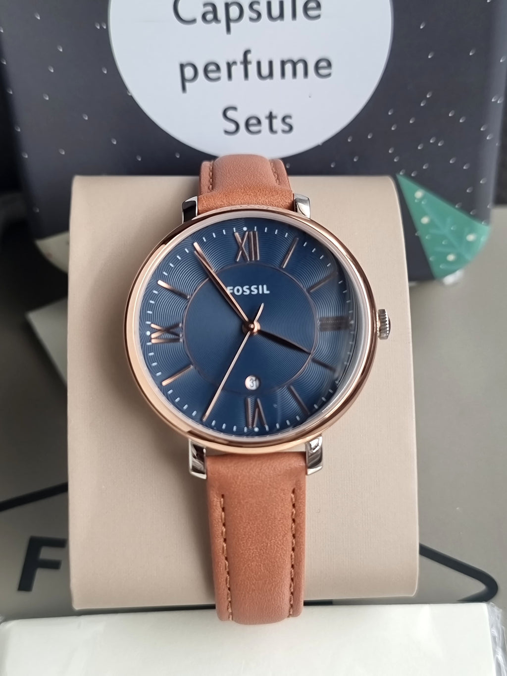 FOSSIL Jacqueline Blue Dial Ladies Leather Watch ES4274