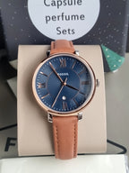 FOSSIL Jacqueline Blue Dial Ladies Leather Watch ES4274