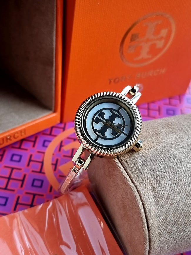 TORY BURCH TBW4029 Womens Reva Gold-Tone Stainless Steel Bangle Watch Hover Image