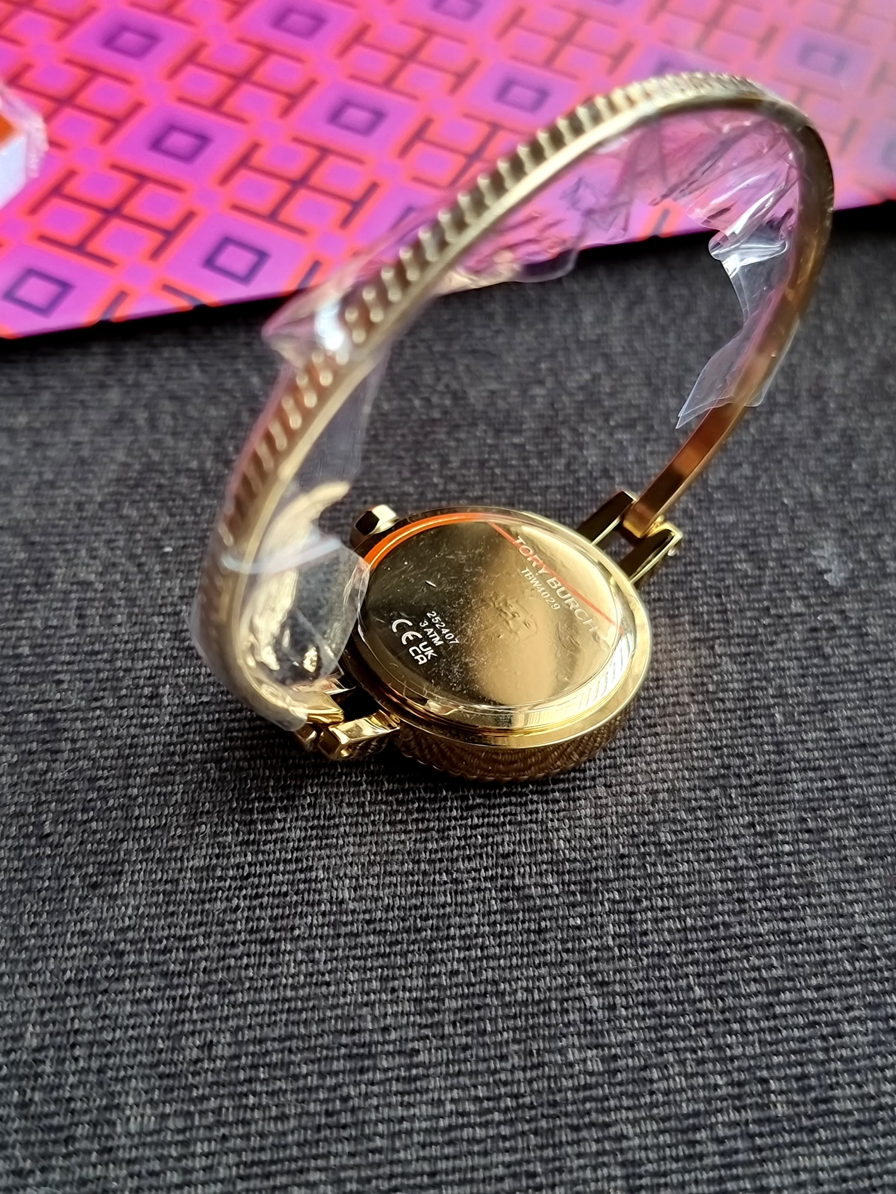 TORY BURCH TBW4029 Womens Reva Gold-Tone Stainless Steel Bangle Watch