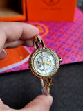 TORY BURCH TBW4029 Womens Reva Gold-Tone Stainless Steel Bangle Watch