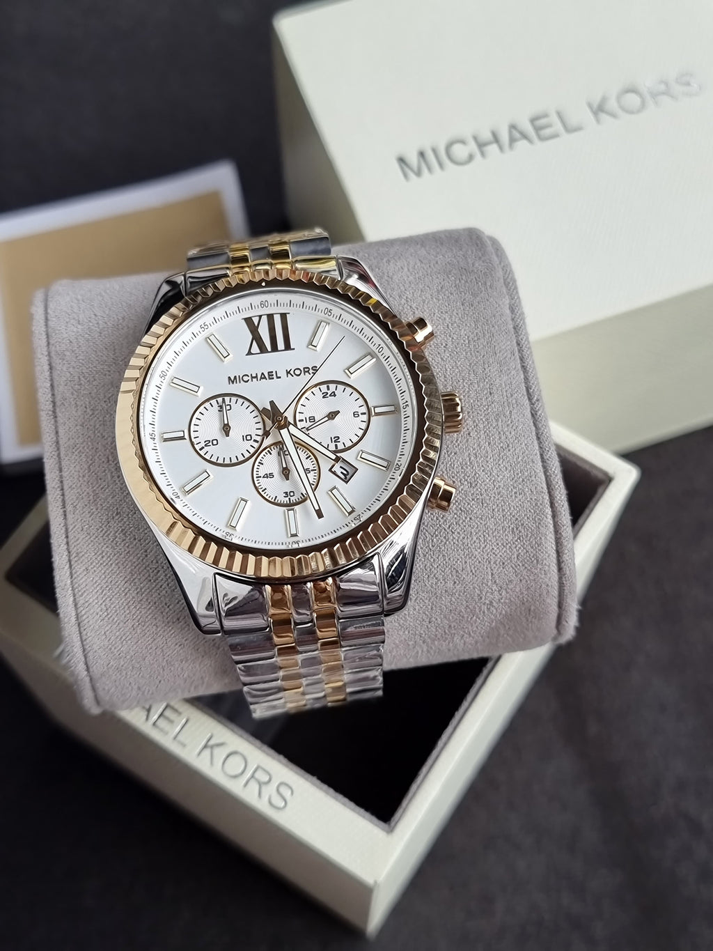 MICHAEL KORS Lexington Chronograph White Dial Men's Watch MK8344