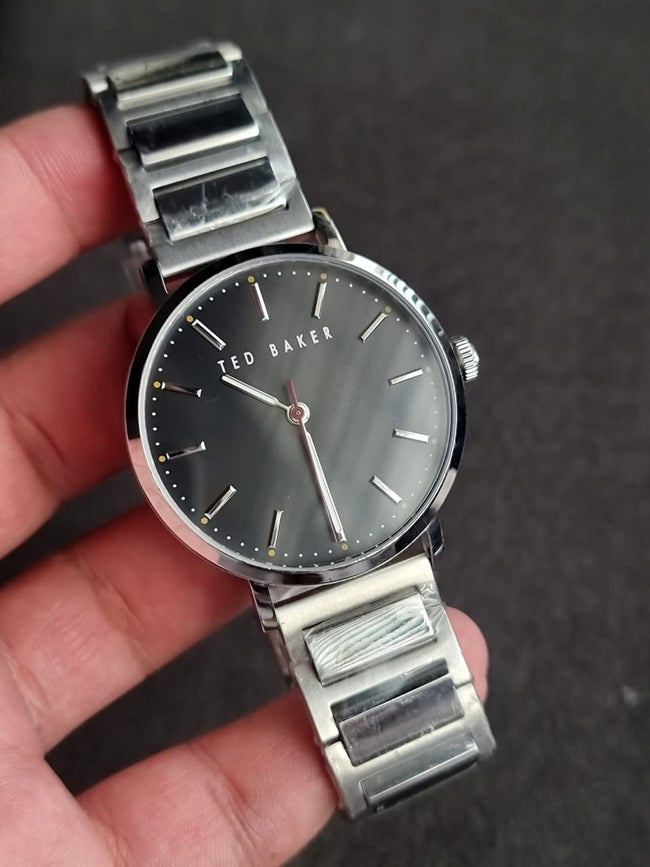 Ted baker Gents Watch Black Dial Silver Casing Silver Chain Quartz Watch Hover Image