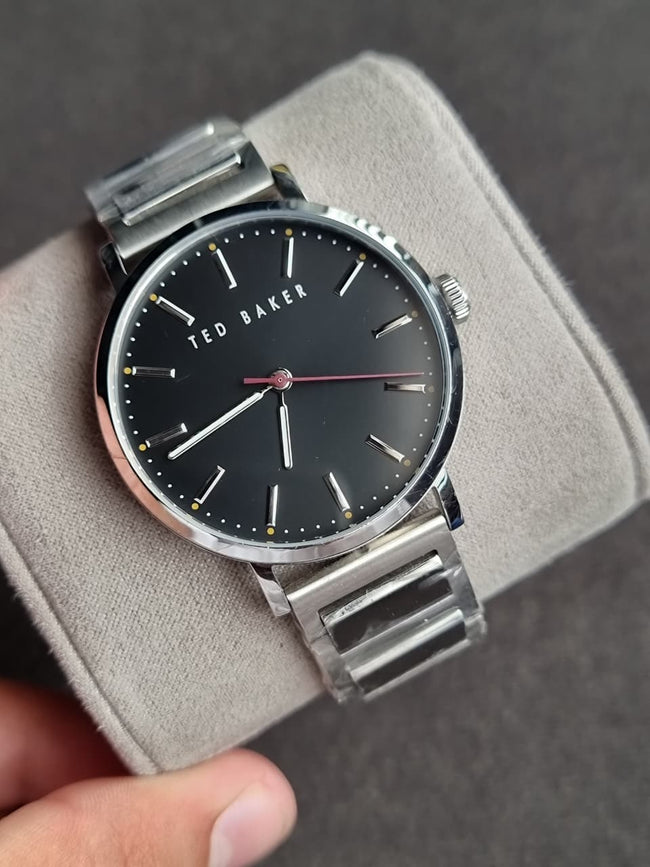 Ted baker Gents Watch Black Dial Silver Casing Silver Chain Quartz Watch Main Image