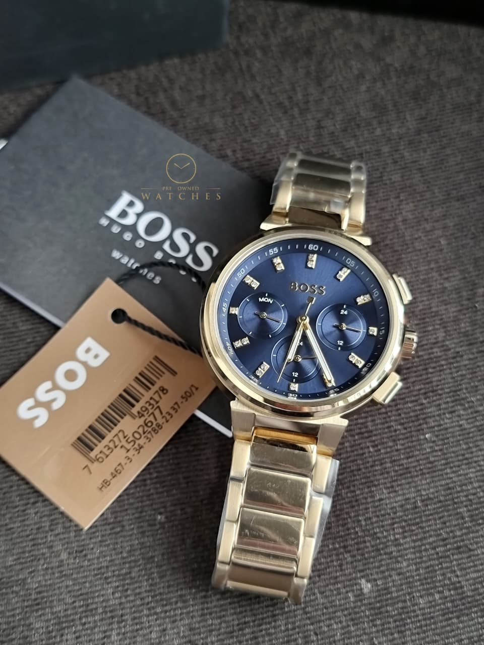 Hugo Boss Women’s Quartz Gold Stainless Steel Blue Dial 38mm Watch 1502677