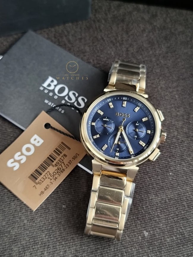 Hugo Boss Women’s Quartz Gold Stainless Steel Blue Dial 38mm Watch 1502677 Main Image