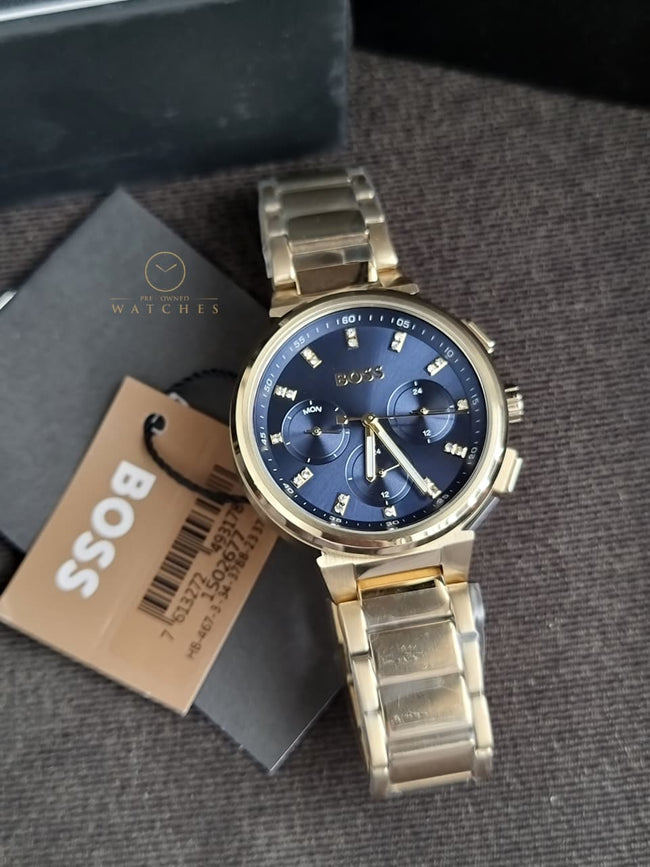 Hugo Boss Women’s Quartz Gold Stainless Steel Blue Dial 38mm Watch 1502677 Hover Image
