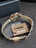 BOSS Analogue Quartz Watch for Women Praise Collection with Gold Colored Stainless Steel Mesh Bracelet - 1502659