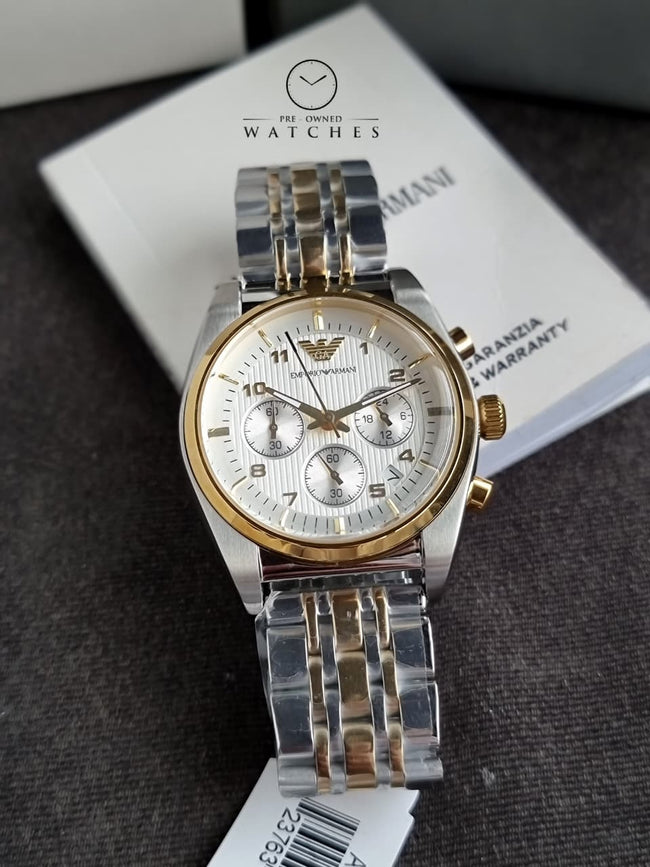 Emporio Armani Men’s Quartz Two-tone Stainless Steel Silver Dial 43mm Watch ARO396 Main Image