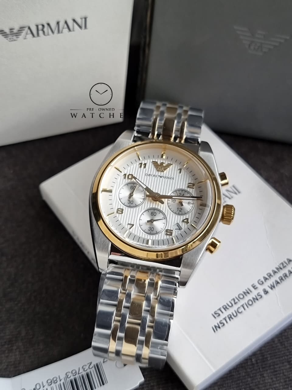 Emporio Armani Men’s Quartz Two-tone Stainless Steel Silver Dial 43mm Watch ARO396
