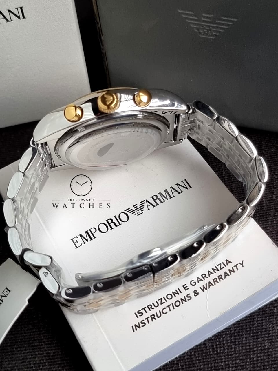 Emporio Armani Men’s Quartz Two-tone Stainless Steel Silver Dial 43mm Watch ARO396