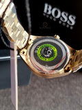 BOSS Sage  Green Round Dial Women's Analog Watch|Ionic Plated Thin Gold Steel Material|Gold Color Band - 1502729