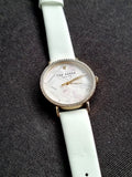 Ted baker Ladies Watch White Dial White Leather Strap Quartz Watch