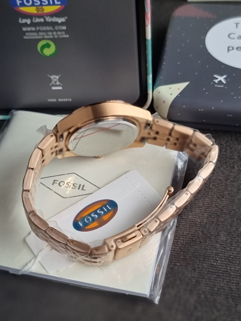 Fossil Scarlette Three-Hand Date Rose Gold-Tone Stainless Steel Watch Es5324