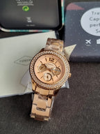 Fossil Stella Rose Gold Stainless Steel Rose Gold Dial Quartz Watch for Ladies - ES3590