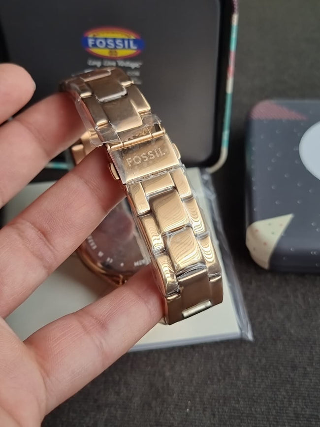 Fossil Stella Rose Gold Stainless Steel Rose Gold Dial Quartz Watch for Ladies - ES3590 Main Image