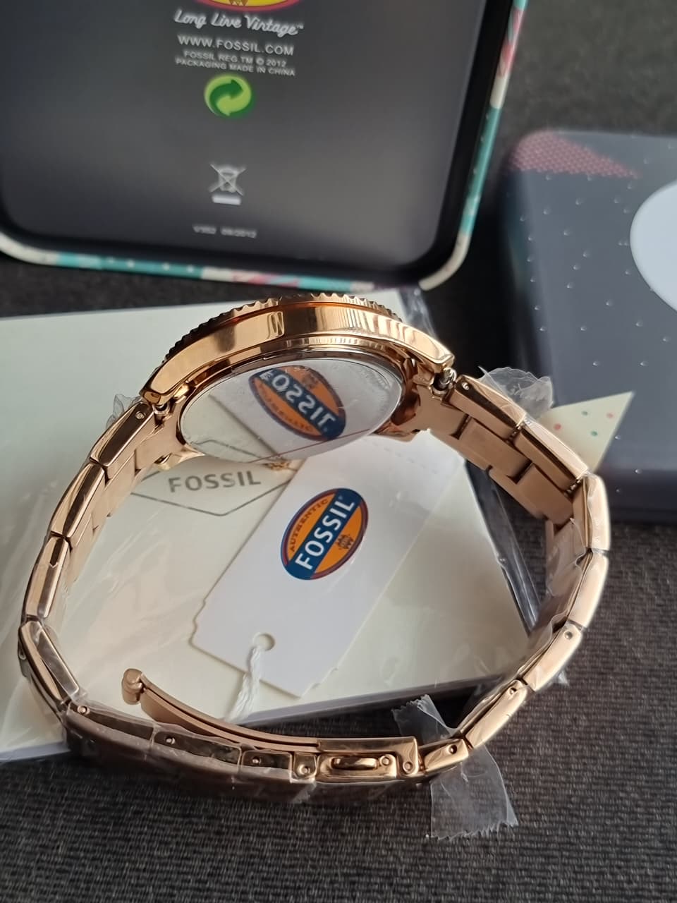 Fossil Stella Rose Gold Stainless Steel Rose Gold Dial Quartz Watch for Ladies - ES3590