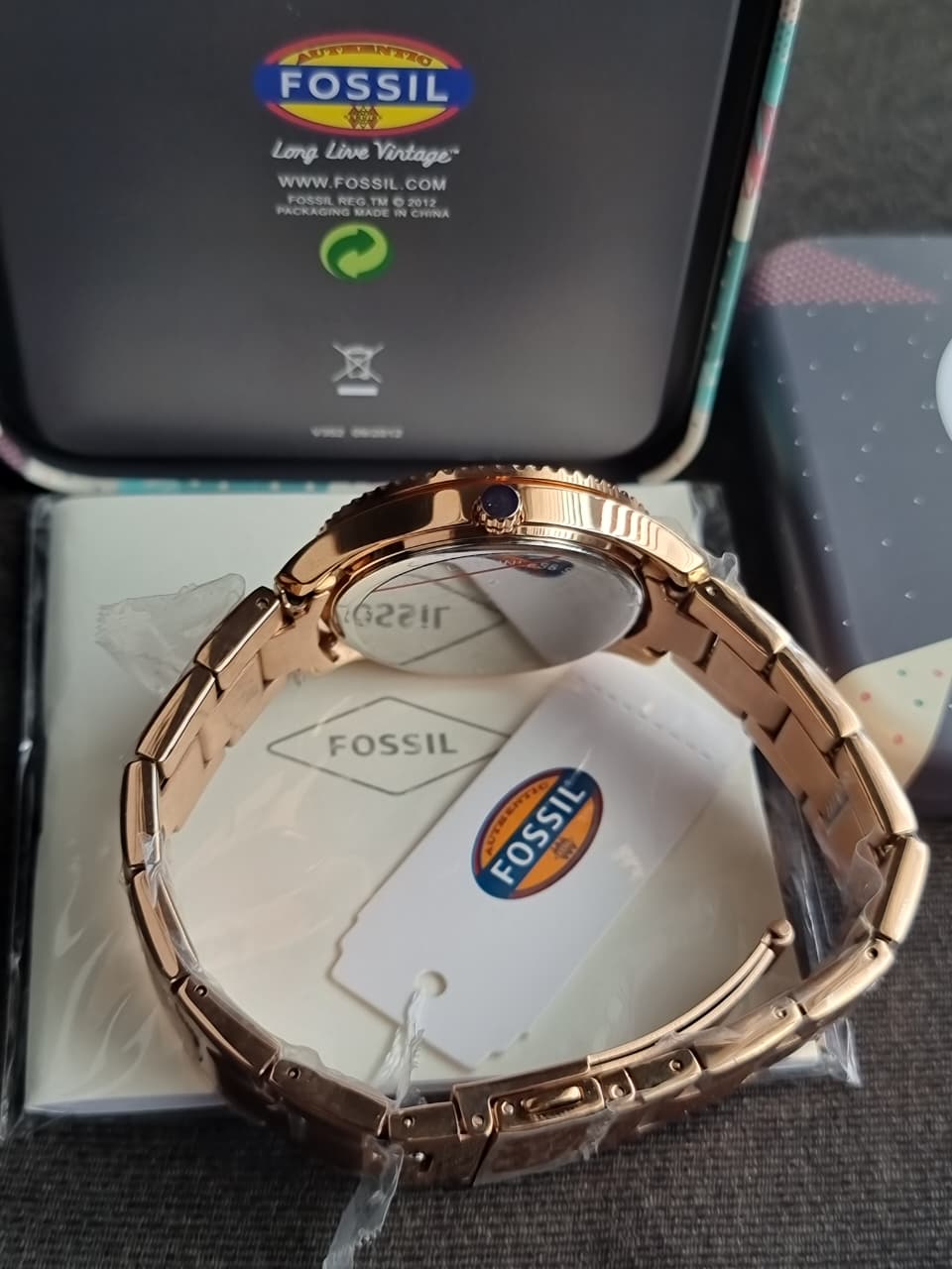 Fossil Stella Rose Gold Stainless Steel Rose Gold Dial Quartz Watch for Ladies - ES3590
