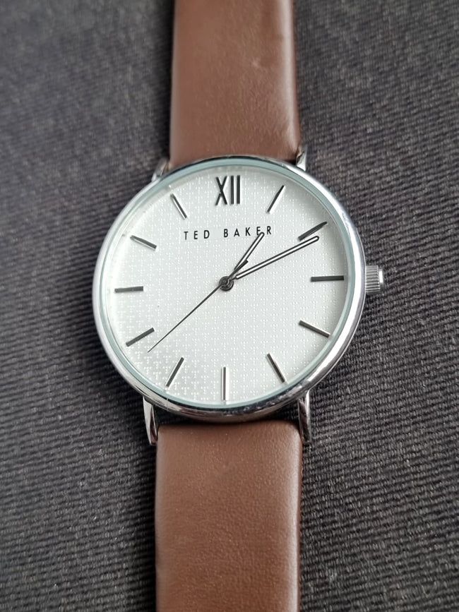 Ted Baker Men's 43 Mm Phylipa Gents, Silver/White/Brown, One Size, 43 mm Phylipa Gents Hover Image