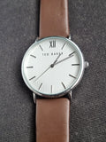Ted Baker Men's 43 Mm Phylipa Gents, Silver/White/Brown, One Size, 43 mm Phylipa Gents