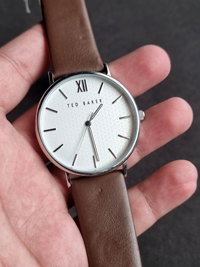 Ted Baker Men's 43 Mm Phylipa Gents, Silver/White/Brown, One Size, 43 mm Phylipa Gents Main Image