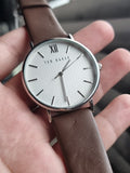 Ted Baker Men's 43 Mm Phylipa Gents, Silver/White/Brown, One Size, 43 mm Phylipa Gents