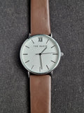Ted Baker Men's 43 Mm Phylipa Gents, Silver/White/Brown, One Size, 43 mm Phylipa Gents